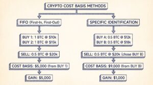 Pen drawing illustrating 1099-da-cost-basis-methods concept