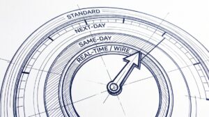 Pen drawing illustrating ach-vs-wire-speed-comparison concept