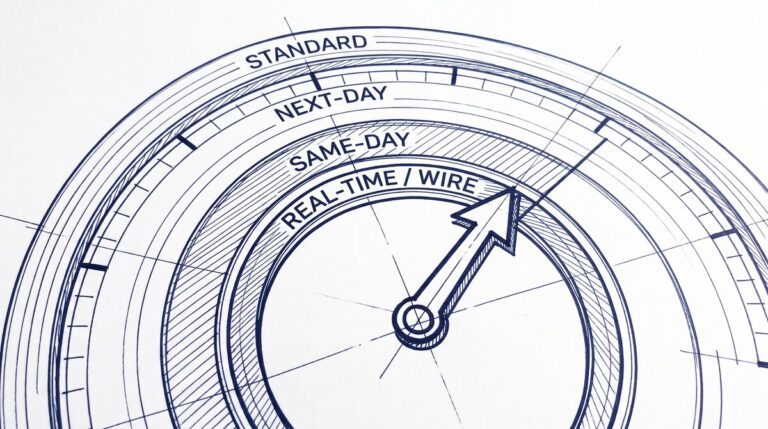 Pen drawing illustrating ach-vs-wire-speed-comparison concept