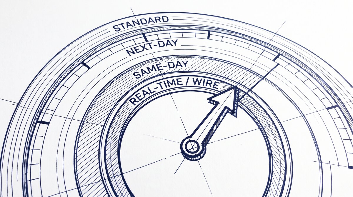 Pen drawing illustrating ach-vs-wire-speed-comparison concept