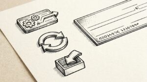 Pen drawing illustrating bank statement concept