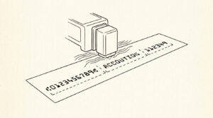 Pen drawing illustrating bank statement concept