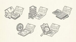 Pen drawing illustrating bank statement concept