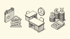 Pen drawing illustrating bank statement concept