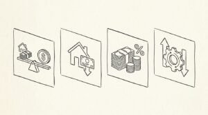 Pen drawing illustrating bank statement concept