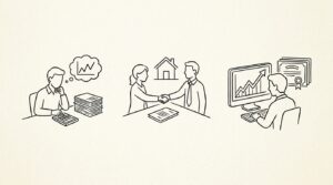 Pen drawing illustrating bank statement concept