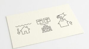 Pen drawing illustrating bank statement concept