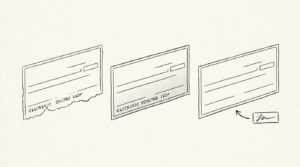 Pen drawing illustrating bank statement concept