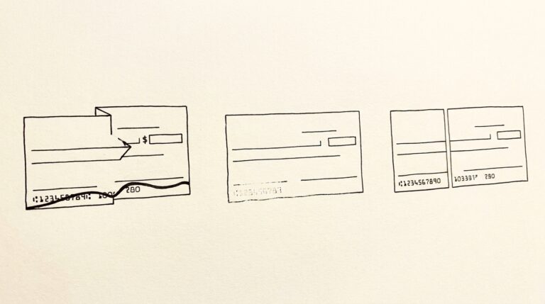 Pen drawing illustrating bank statement concept