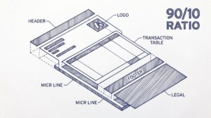 Pen drawing illustrating bank-statement-anatomy concept