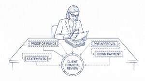 Pen drawing illustrating bank-statement-for-real-estate-agents concept