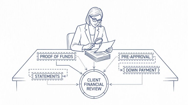 Pen drawing illustrating bank-statement-for-real-estate-agents concept