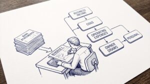 Pen drawing illustrating bank-statement-for-tax-preparers concept