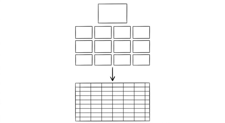 How to Export a Bank of America Statement to Excel Pen drawing of a single bank statement PDF at top with 12 smaller monthly statement PDFs underneath, all feeding into a single arrow that leads to a clean Excel spreadsheet