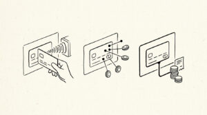 Pen drawing illustrating credit card statement concept