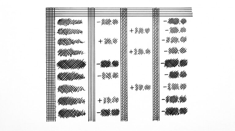 Pen drawing of an Excel spreadsheet grid with 4 columns representing a credit card statement