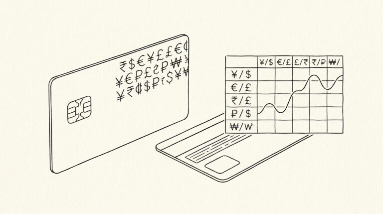 Pen drawing illustrating credit card statement concept