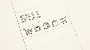 Pen drawing illustrating credit card statement concept