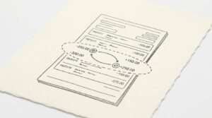 Pen drawing illustrating credit card statement concept