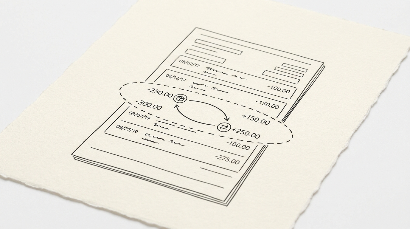 How to Fix a Credit Card Statement Refund in Excel Pen drawing illustrating credit card statement concept