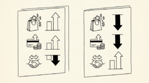 Pen drawing illustrating credit card statement concept