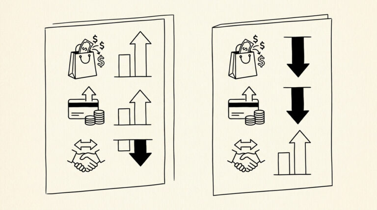 Pen drawing illustrating credit card statement concept
