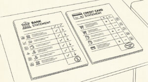 Pen drawing illustrating credit card statement concept