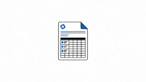 A flat-line illustration of a Chase bank statement with a blue checkmark, indicating successful conversion to Excel