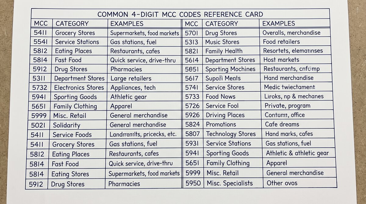 Pen drawing illustrating common-mcc-codes-credit-card-statement concept