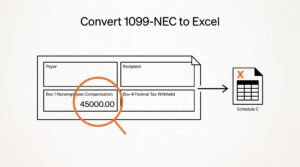 1099-NEC tax form converting to Excel spreadsheet for Schedule C preparation