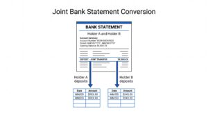 Joint bank statement with two holders flowing to two applicant income tracks