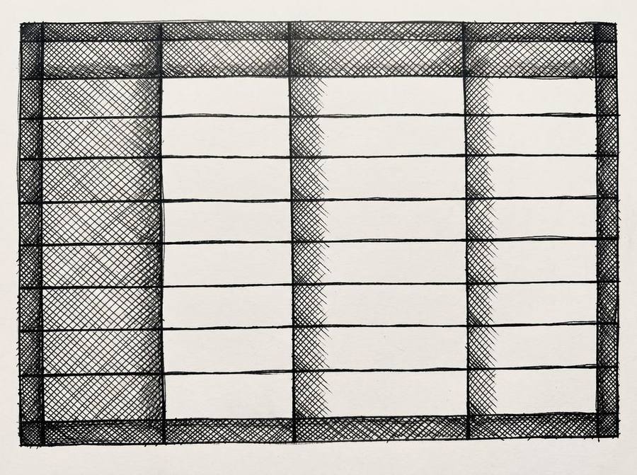 Extract Transactions from PDF Bank Statement: The 4-Step Mechanism Pen drawing of a close-up of a structured data table with four columns and approximately eight rows, with evenly spaced columns and straight horizontal lines.