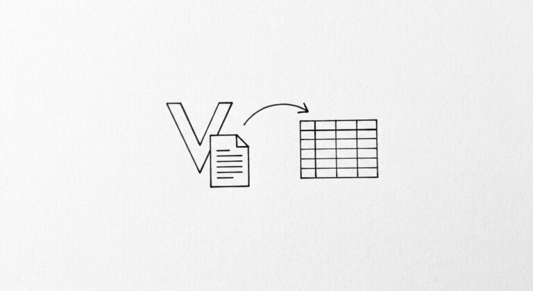 Pen drawing of source icon with bank statement and clean spreadsheet grid