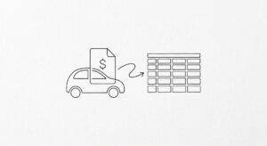 Pen drawing icon with bank statement and clean spreadsheet