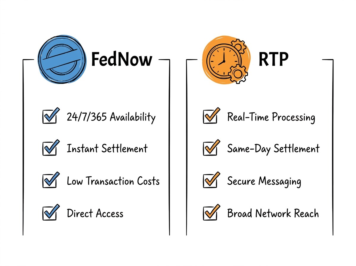 Side by side comparison of FedNow stamp and RTP clock showing different features