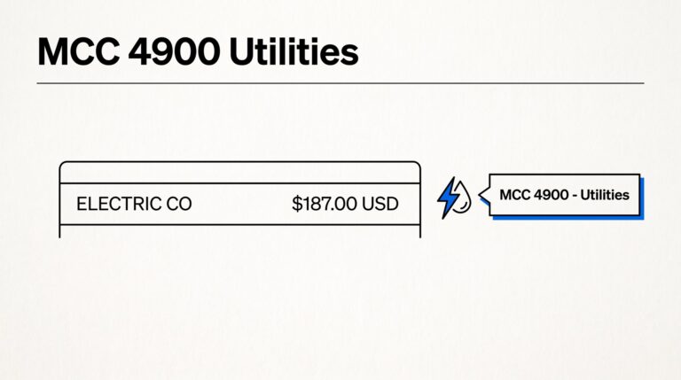 Credit card statement showing MCC 4900 utility charge for electric bill