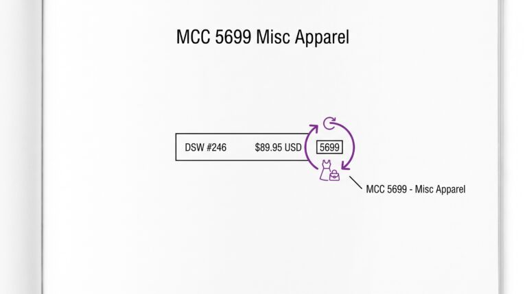 MCC 5699 Miscellaneous Apparel: What It Means on Your Credit Card Statement Credit card statement showing MCC 5699 miscellaneous apparel charge for DSW boutique store