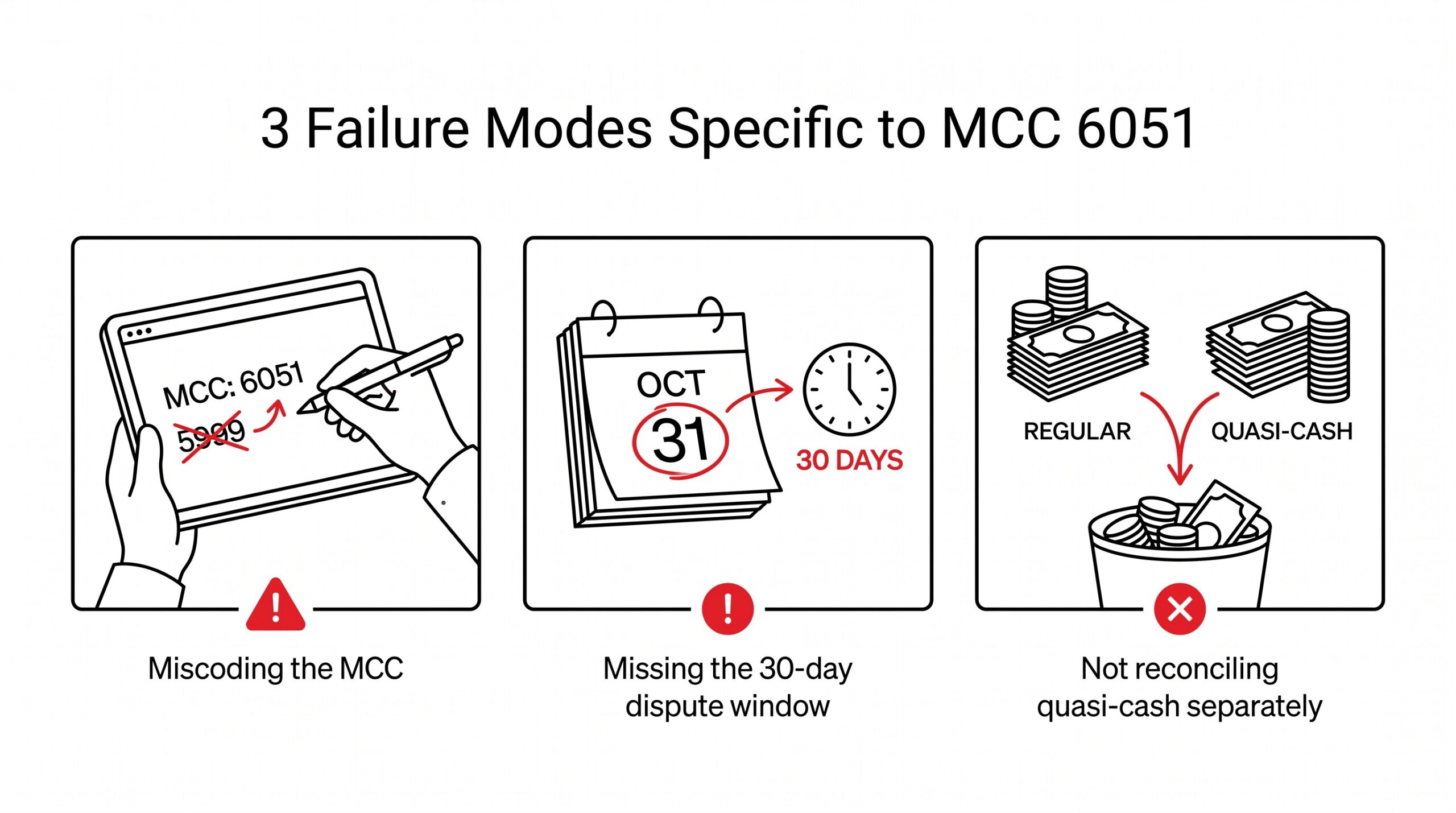 MCC 6051: Quasi-Cash Charges, Chargebacks, and the Misclassification Risk mcc 6051 quasi cash body 2 443147176140865