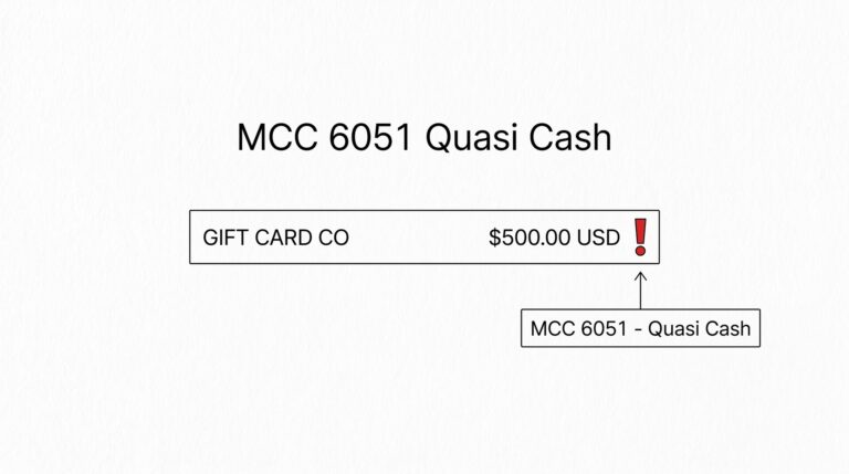 Credit card statement showing MCC 6051 quasi-cash charge flagged for review