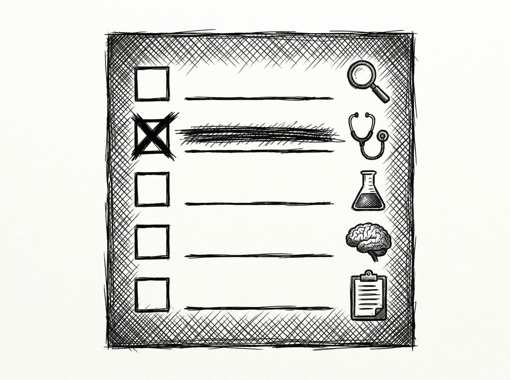 Missing Transactions After Bank Statement Conversion: The 60-Second Diagnosis Pen drawing of a checklist with one item crossed out, representing the diagnosis process.