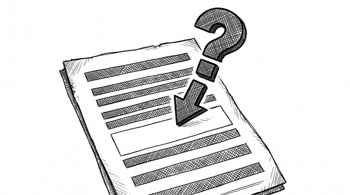 Missing Transactions After Bank Statement Conversion: The 60-Second Diagnosis Pen drawing of a document with a question mark and an arrow pointing to a missing row, representing the question of where the missing transaction went.