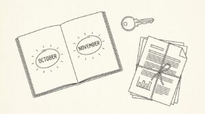 Pen-style line drawing illustrating mortgage application bank statement concepts