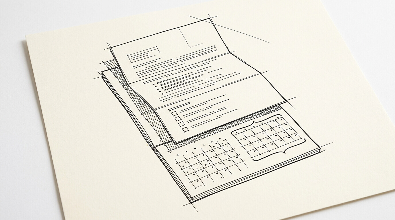 Pen-style line drawing illustrating mortgage application bank statement concepts