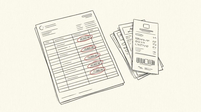 Pen-style line drawing illustrating mortgage application bank statement concepts