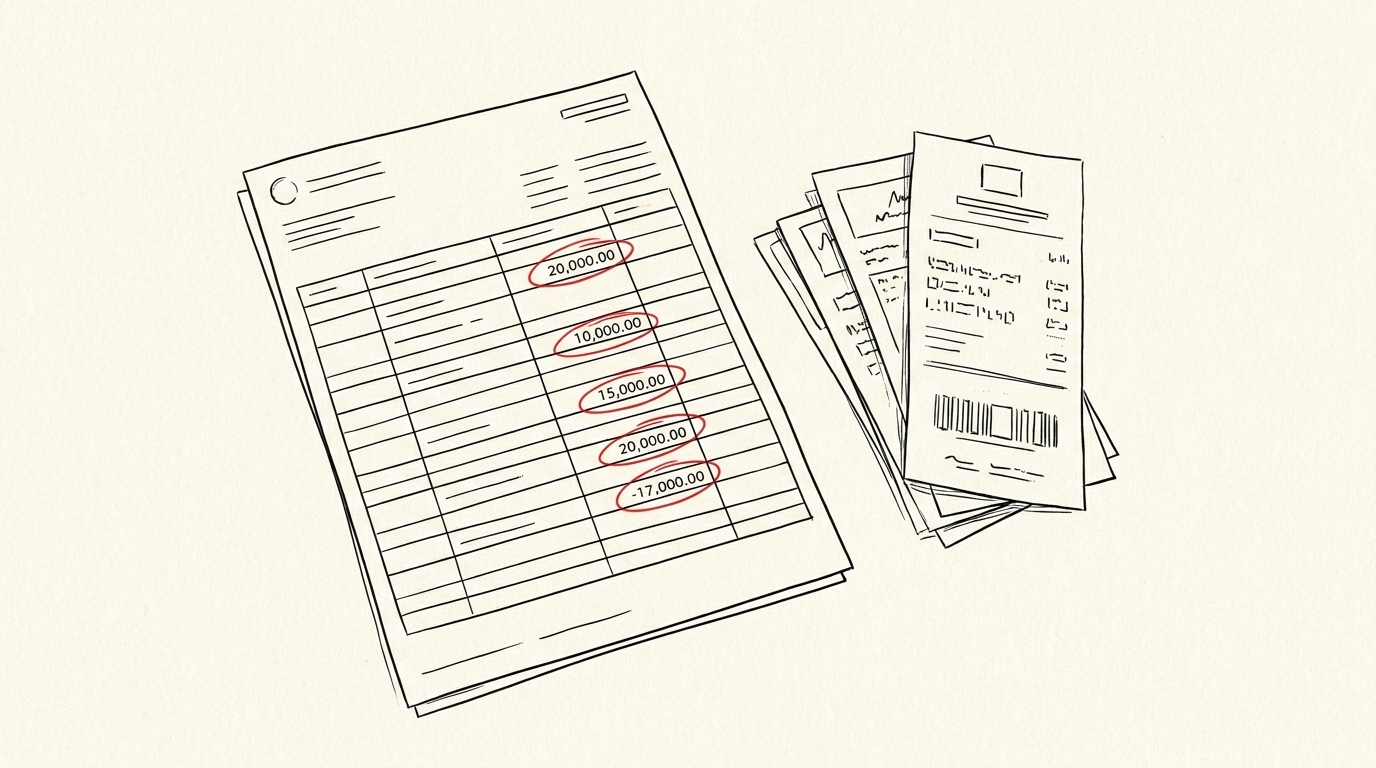 Pen-style line drawing illustrating mortgage application bank statement concepts