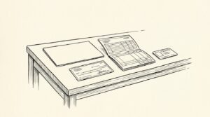 Pen-style line drawing illustrating mortgage application bank statement concepts