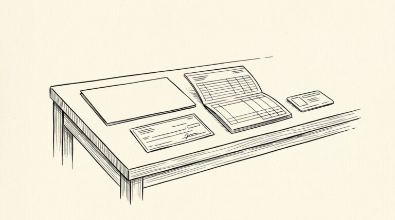 Pen-style line drawing illustrating mortgage application bank statement concepts