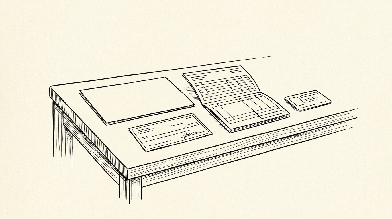 Pen-style line drawing illustrating mortgage application bank statement concepts