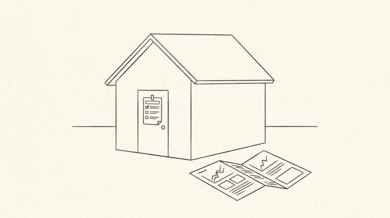Pen-style line drawing illustrating mortgage application bank statement concepts