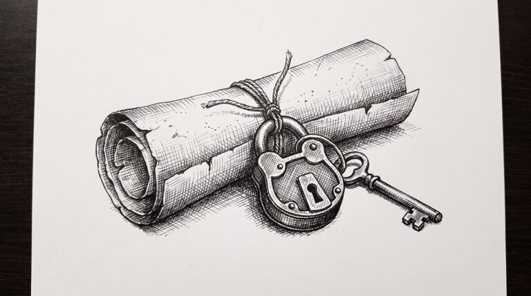 Convert a Password-Protected Bank Statement: The 30-Second Diagnosis Pen drawing of a locked document with a key.